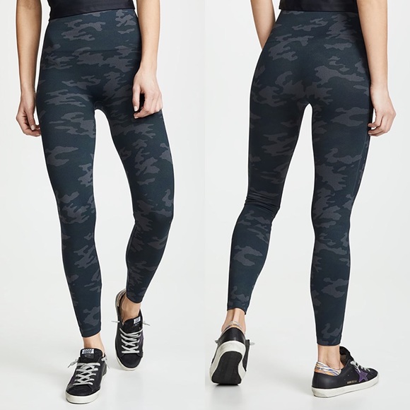 SPANX Look at Me Now Seamless High Waisted Leggings Black Camo Camouflage XL - Picture 2 of 16
